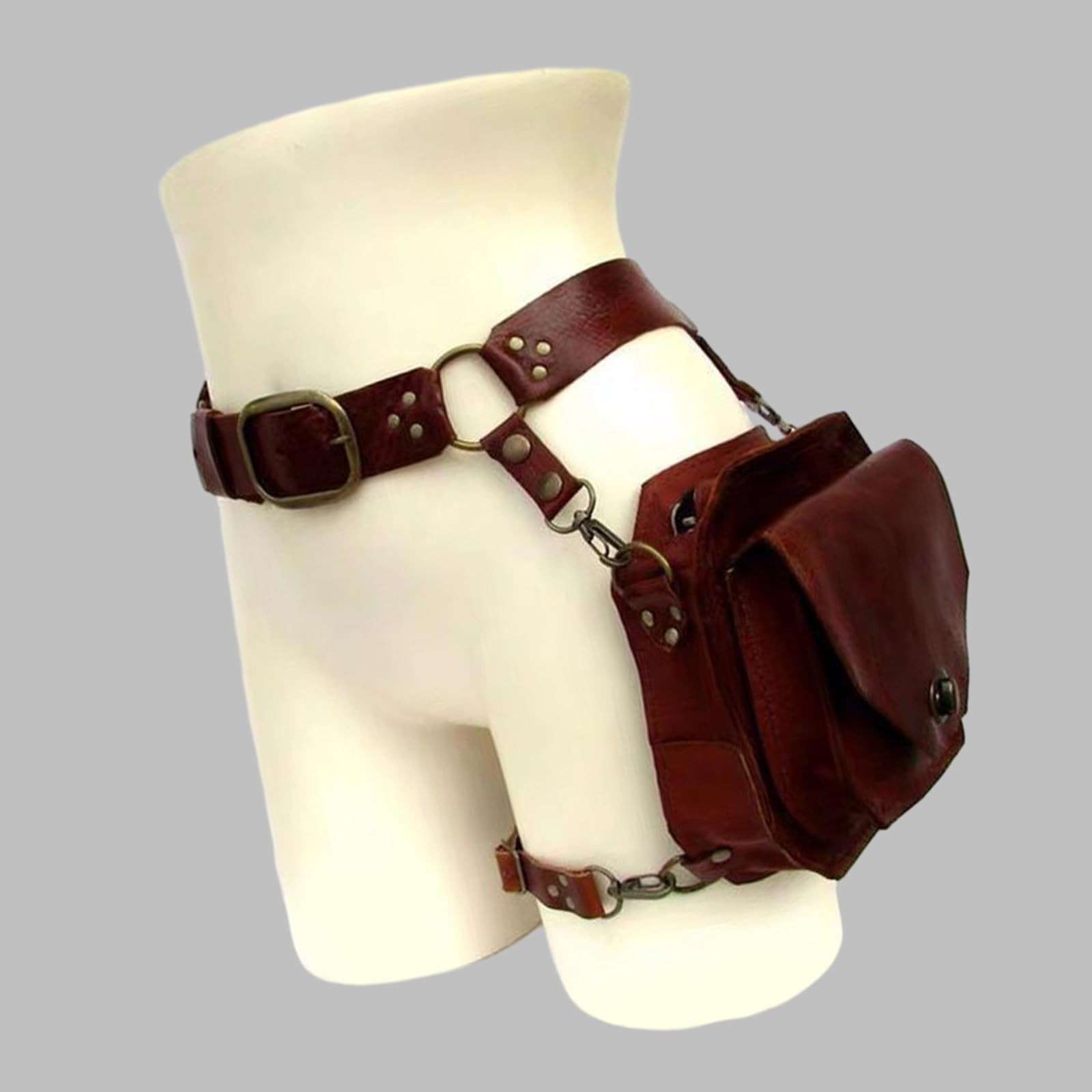 Steampunk Waist Pack Thigh Purse Medieval PU Leather Fanny Bag Cosplay Costum…