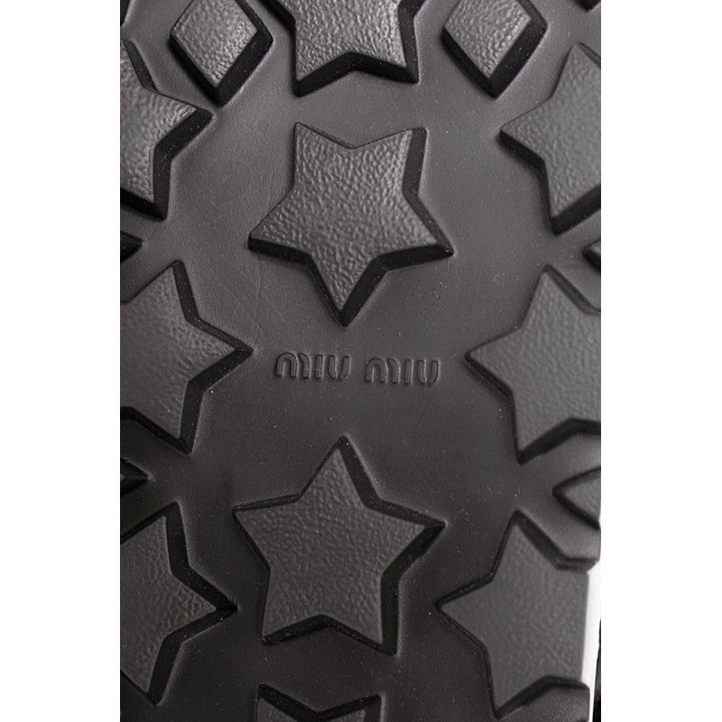 36.5 NEW $1,050 MIU MIU Black PUFFY SUPPLE LEATHER Rugged Rubber Sole SANDALS