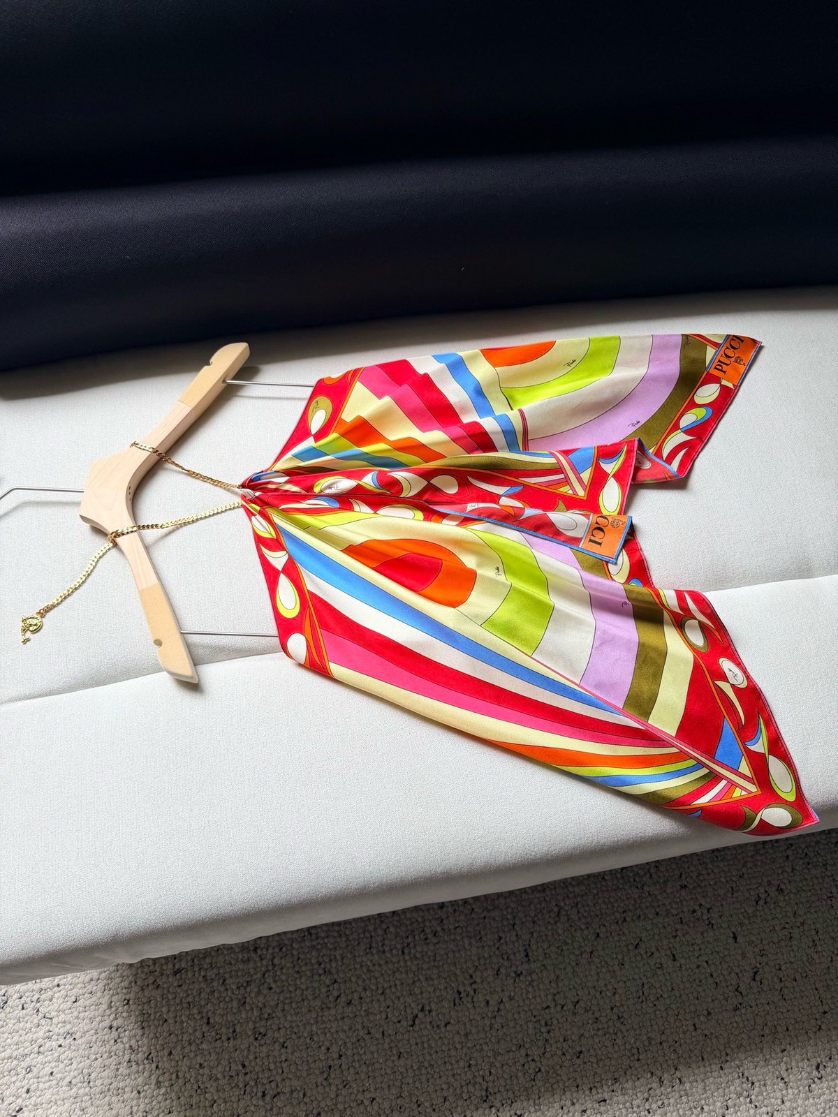 Emilio/ Pucci Rainbow Multicolor Print Halter Backless Top