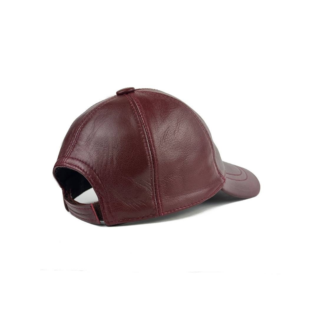 Handmade Burgundy Baseball Cap Hat – 100% Genuine Leather, Limited Edition