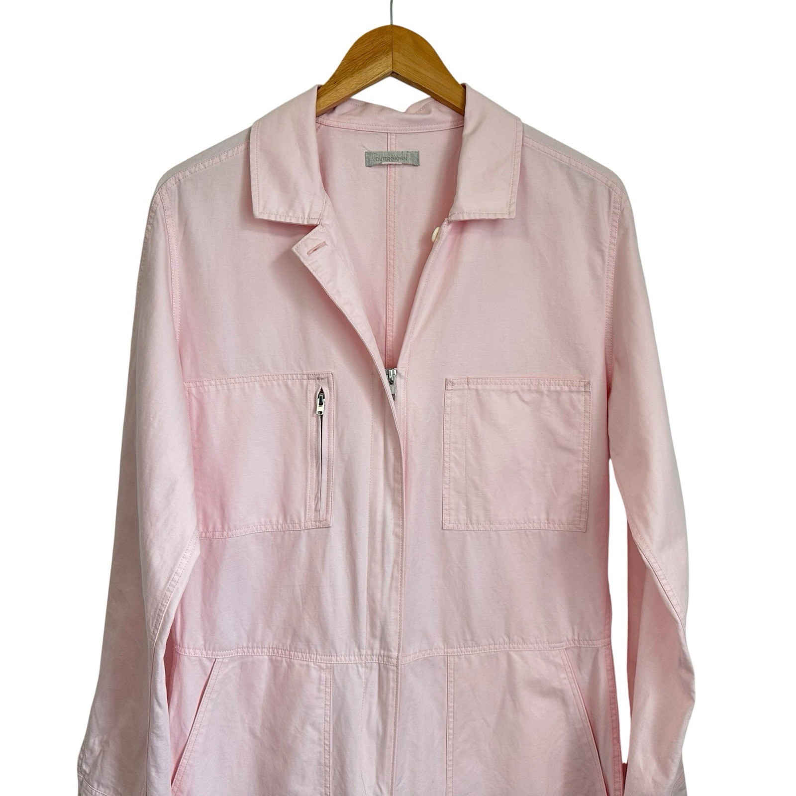 Outerknown Women Utility Jumpsuit Boiler Suit Sz Med Pink Cotton Linen Coveralls