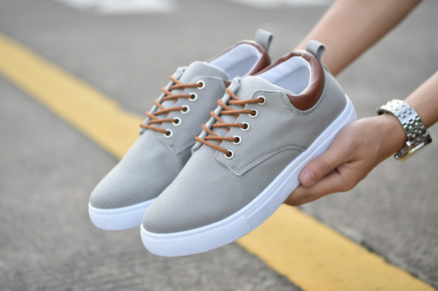 New Men Canvas Shoes Flat Lace Casual Sports Shoes Rubber Sole Anti Slip Lace Up