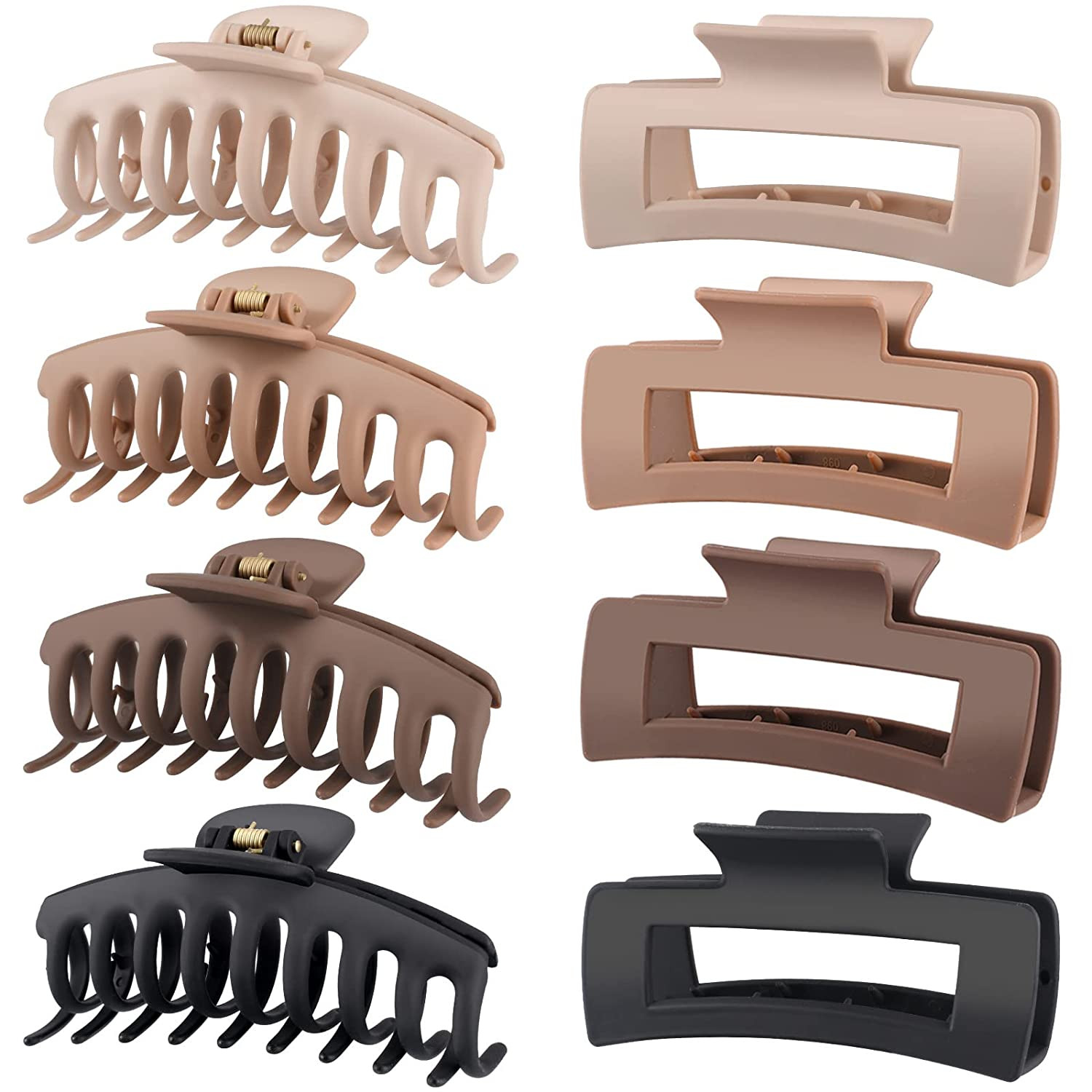 8 Pack Large Hair Claw Clips 4.3 Inch Matte Jaw Clips for Women Thick Hair