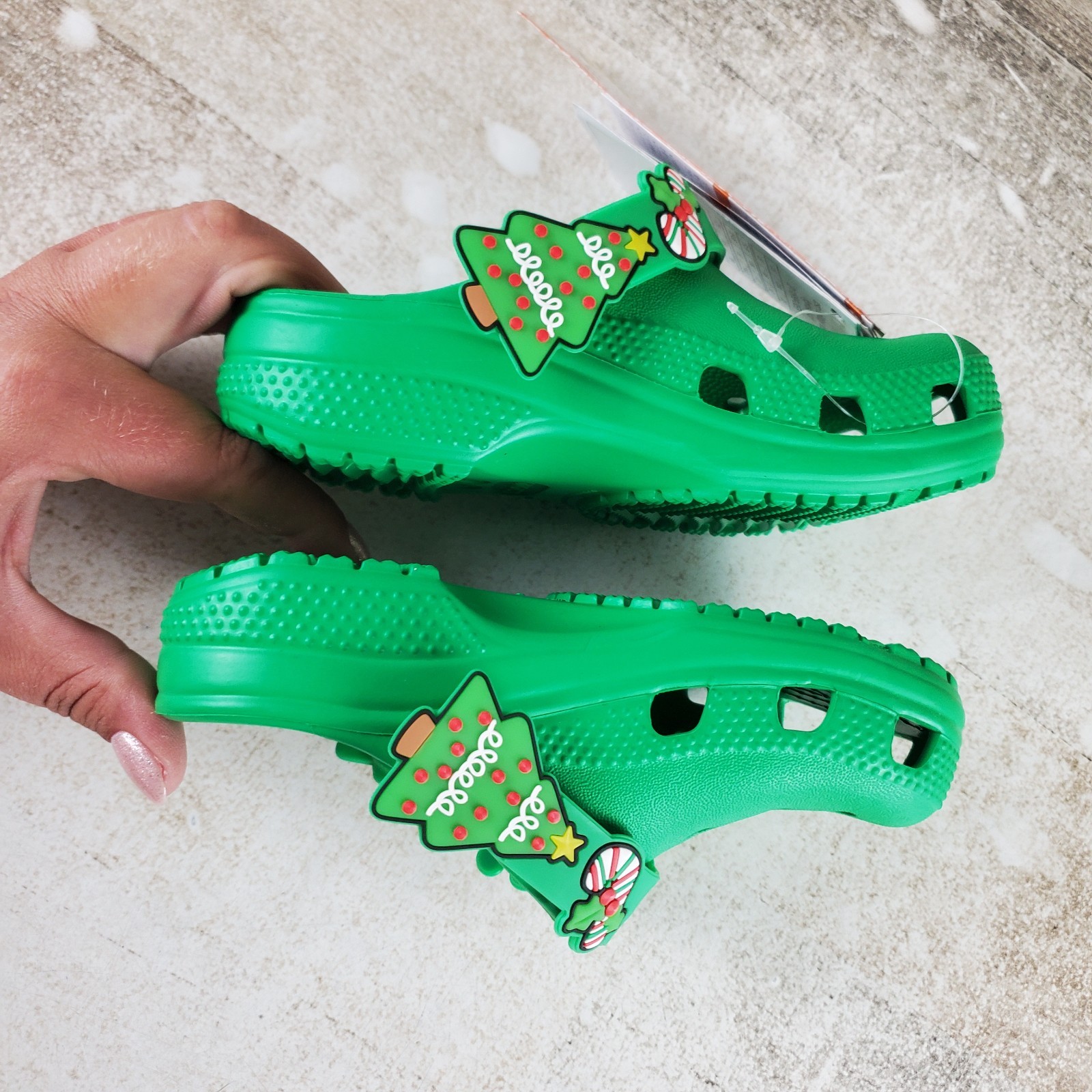 Crocs Classic Holiday Icons Lights Kids Clogs Sz 9 Rubber Grass Green Slingback