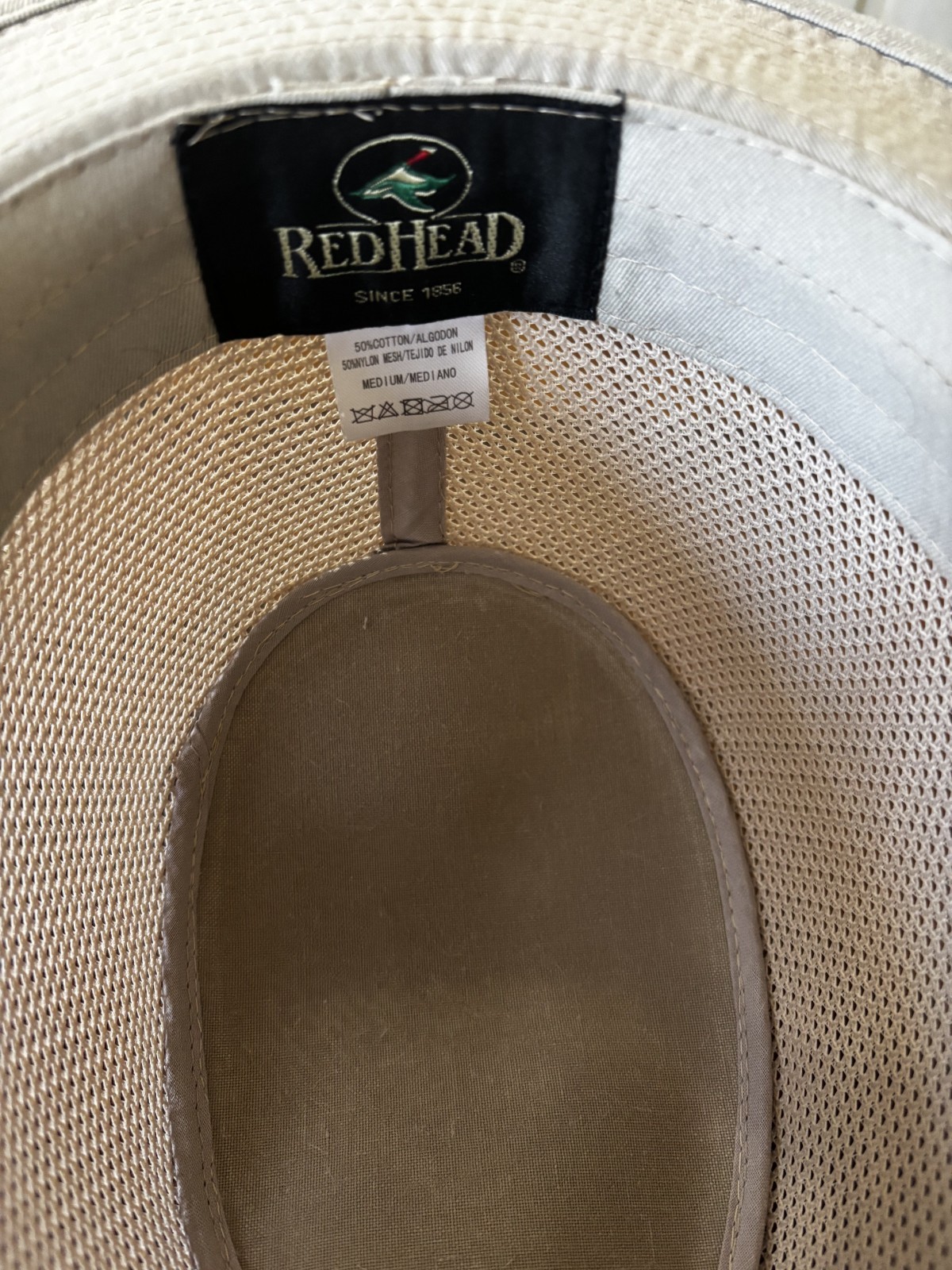 RedHead Beige Mesh Safari Sun Hat Mens Medium Ventilated Fishing Fedora