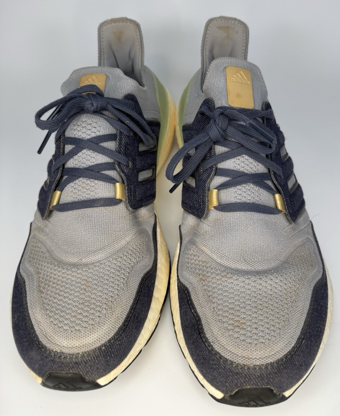 Adidas UltraBoost 22 Halo Silver / Shadow Navy / Linen Green GX9158 Men Sz 11.5