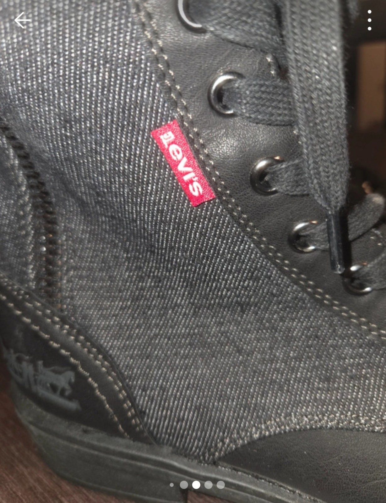 Levi’s Womens Combat Boots Dark Brown Denim Lace Up Zip Size 7.5
