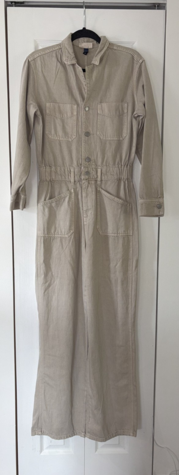 NEW! Universal Thread Cream Long Sleeve Utility Jumpsuit Size 4 Patch Pocket