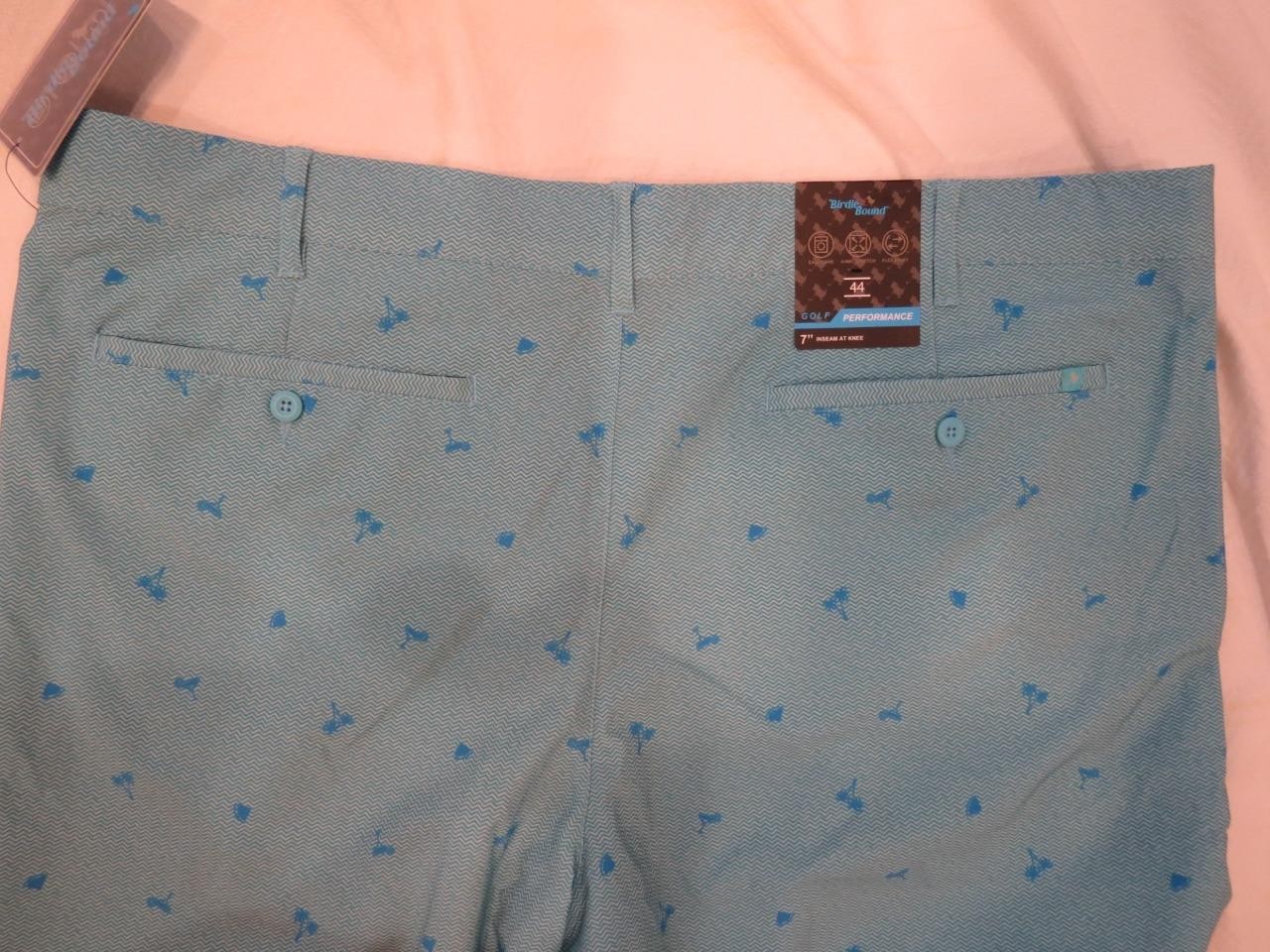 Men’s Birdie Bound TEAL Blue Shorts Size 44, Inseam=7, Length=19 NWT