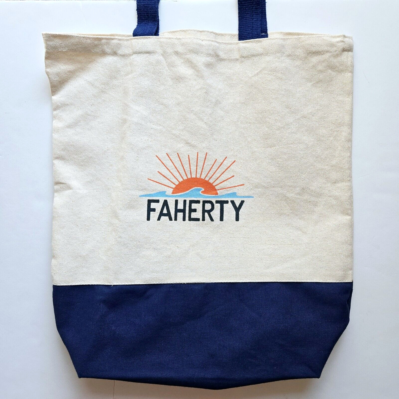 Faherty Tote Bag Cotton Canvas Shoulder Bag Utility Travel Casual Beach 15″x16″