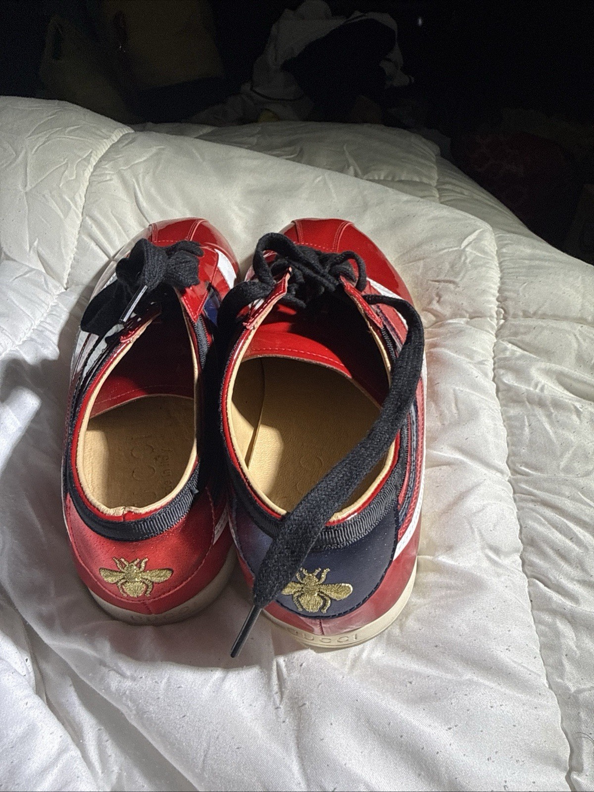 Gucci Falacer Hebron Web Patent Leather. U.S Size 7 men 8 women EU 41 Red Multi