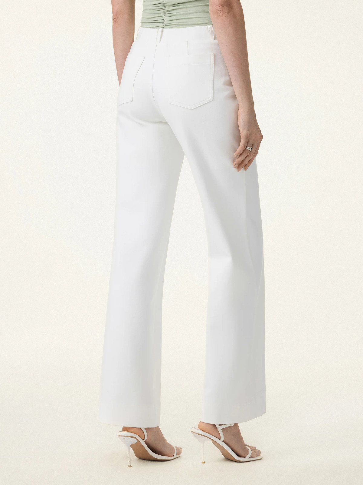 Not-See-Thru Drapey Mid Rise Wide Leg Pull-on Pant with Pockets
