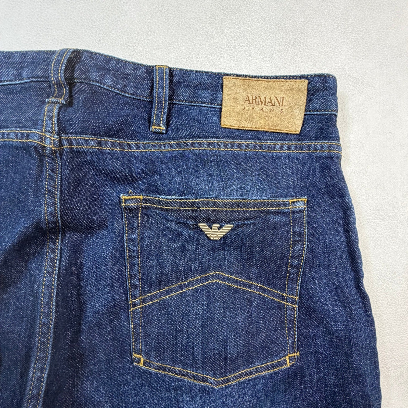 Armani Jeans Mens 38×31 Dark Wash Straight Leg Denim Pants 6Y6J45 6D31Z Blue