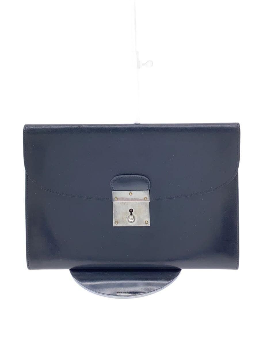 HERMES clutch bag leather Black plain Used