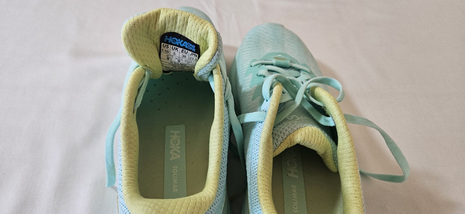 HOKA ONE ONE Solimar Unisex Running Shoes Light Blue/Yellow Lace-Up Low Top