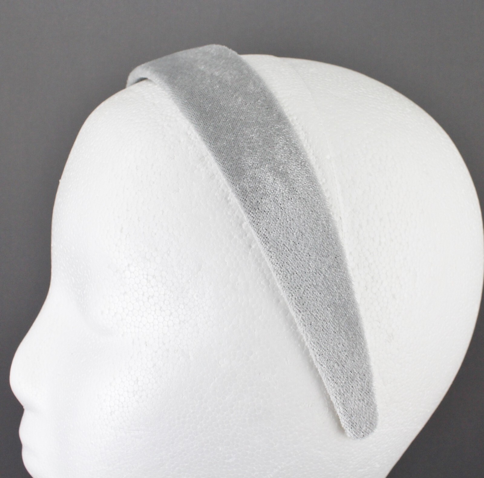 pale Grey velvet headband soft velour hair accessory 1.25″ wide plain classic