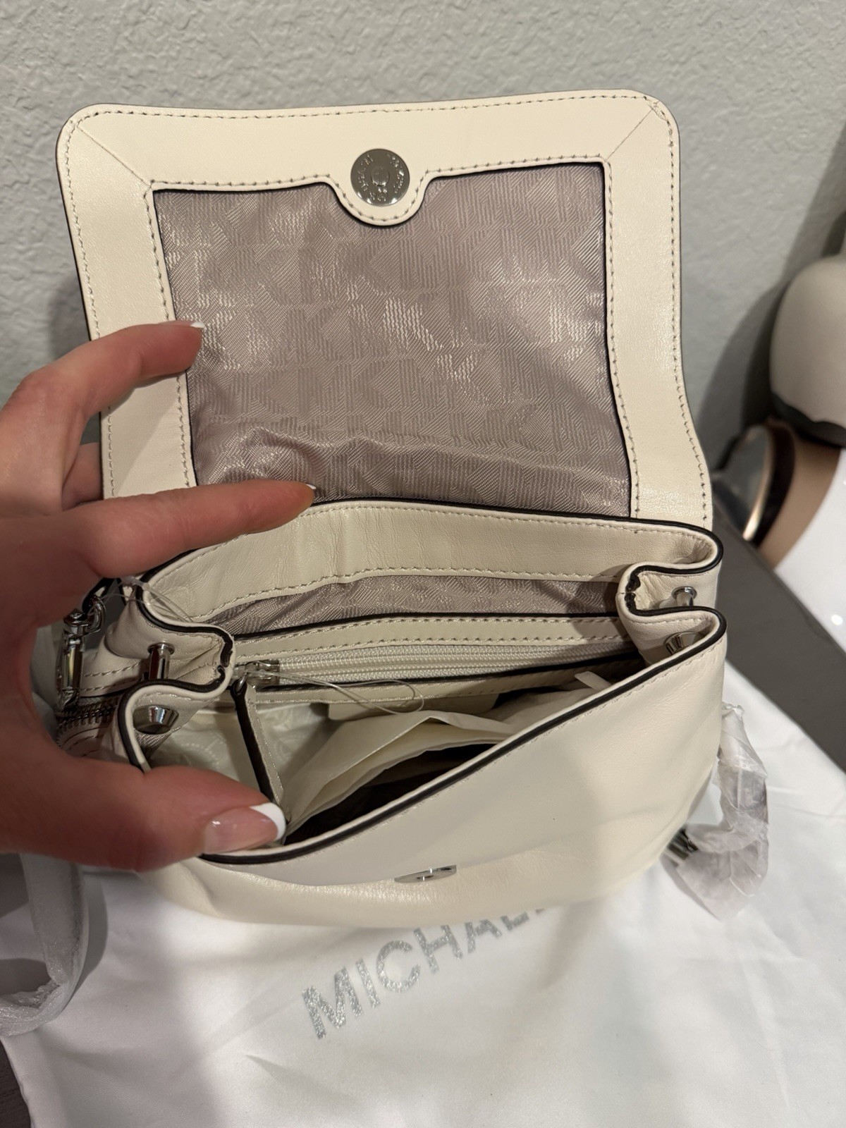 Michael Kors Half Dome Leather Crossbody, Dust Bag