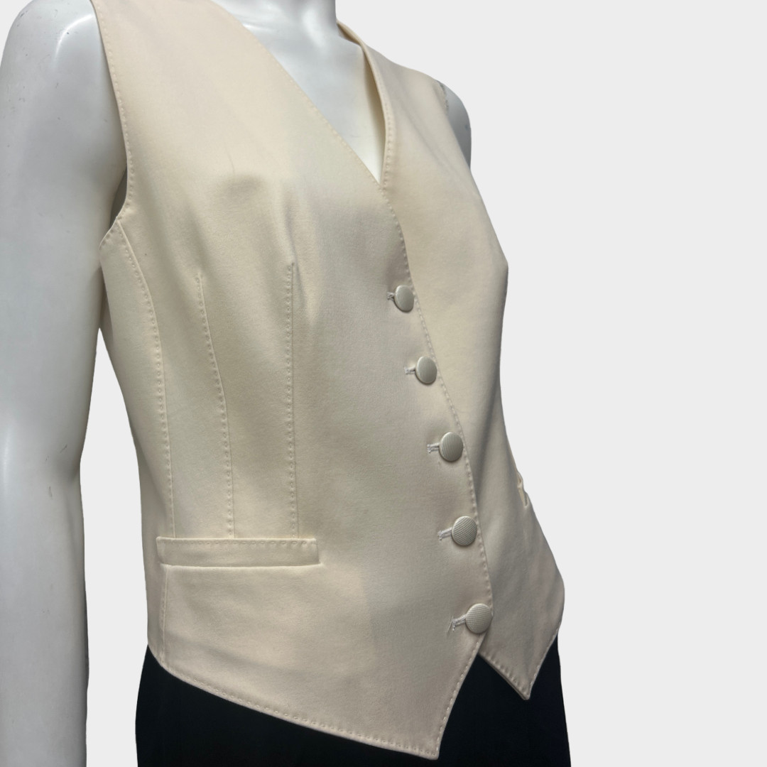 Dolce & Gabbana Cream Wool and Silk Waist Coat Top, size UK14