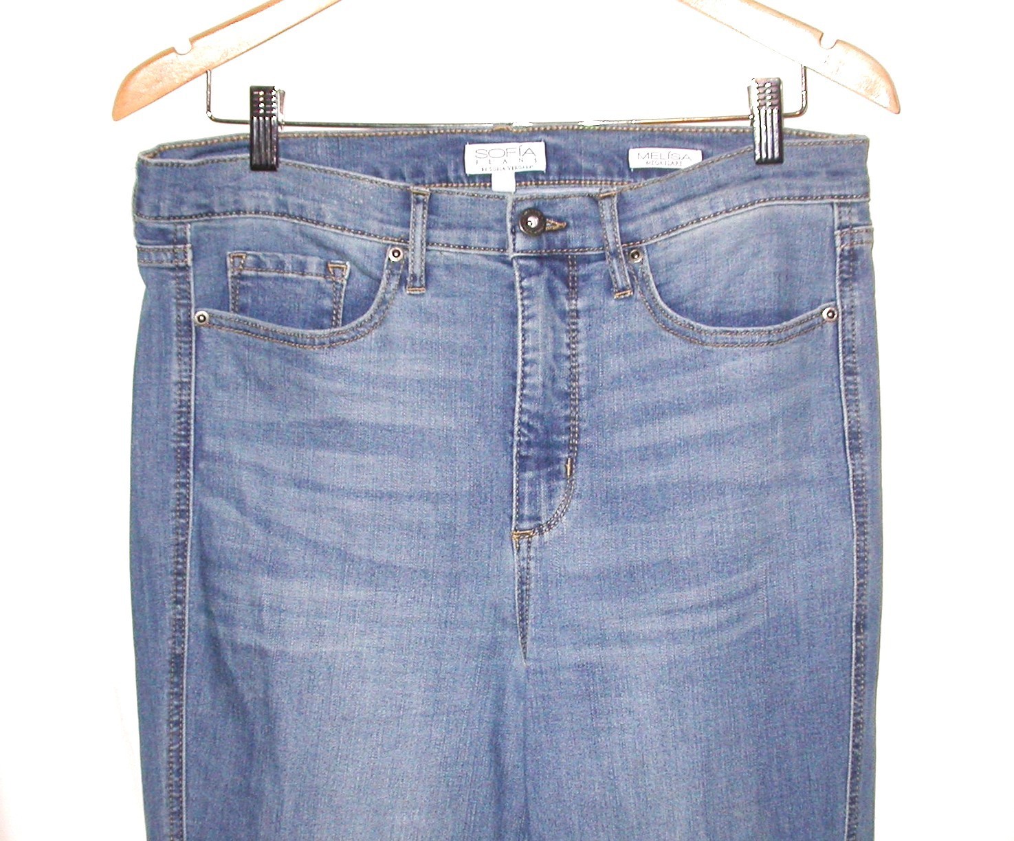 Sophia Vergara Womens Melisa Mega Flare Jeans Size 12 High Rise Dark Wash