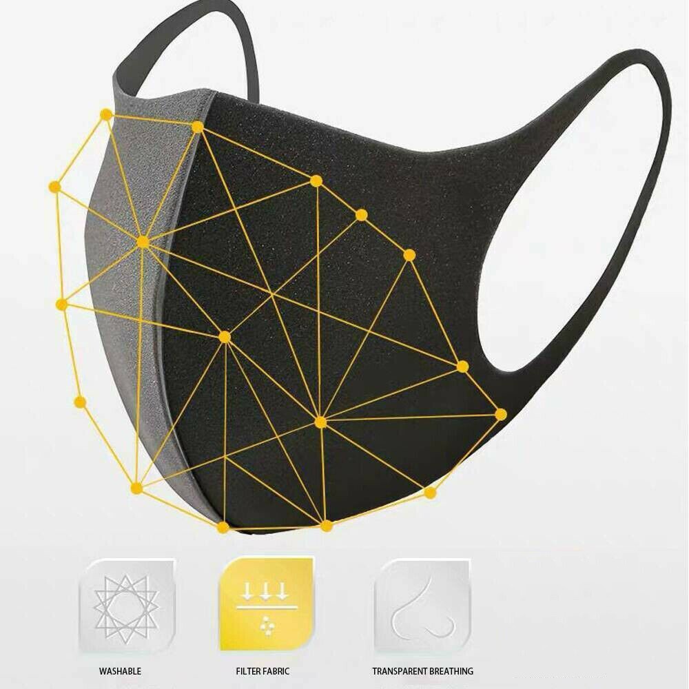 4PCS Light Comfortable Layer Black Cotton 3D Washable Face Mask / Reusable USA