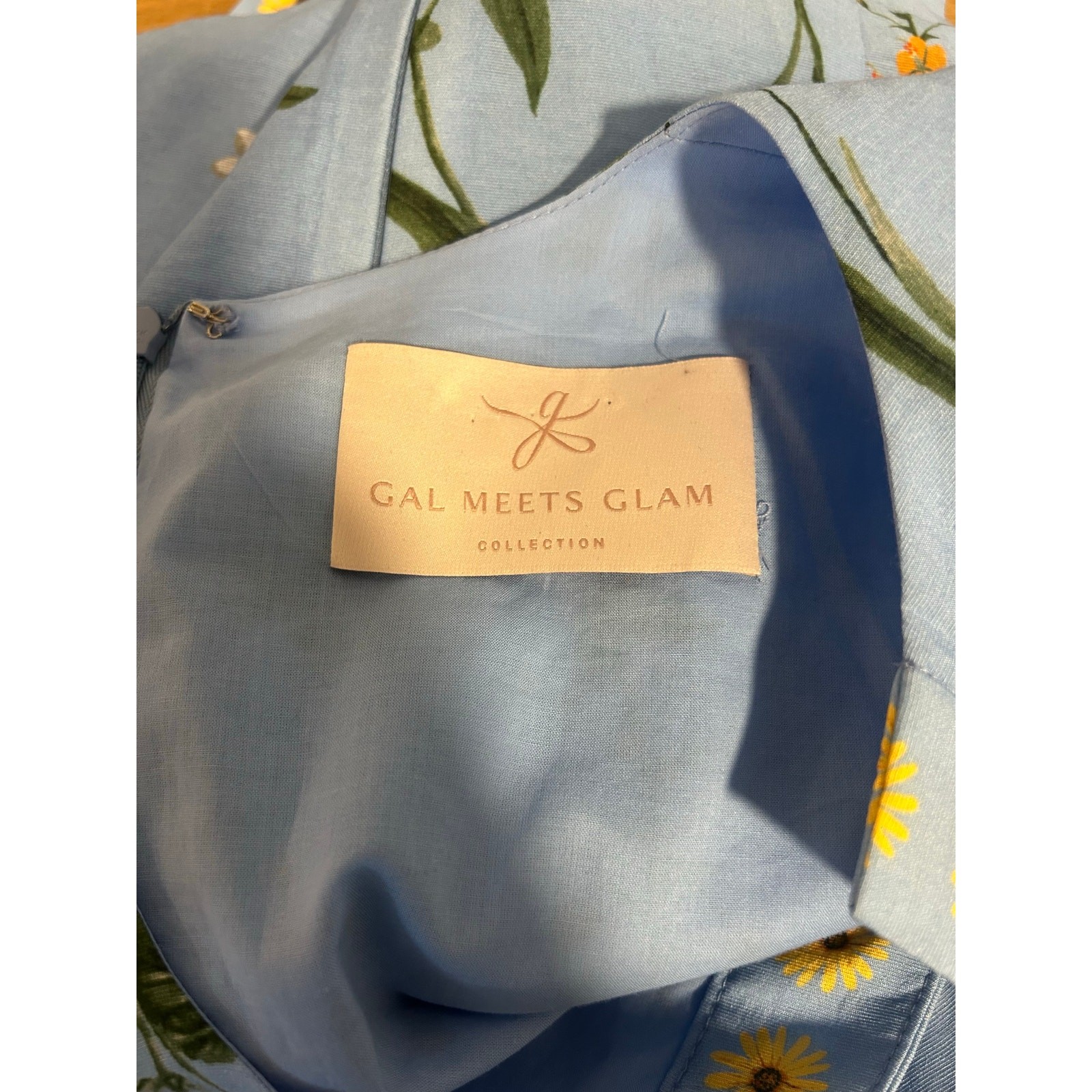 GAL MEETS GLAM Womens Blue Poplin Floral Midi Cottagecore Measures a Medium