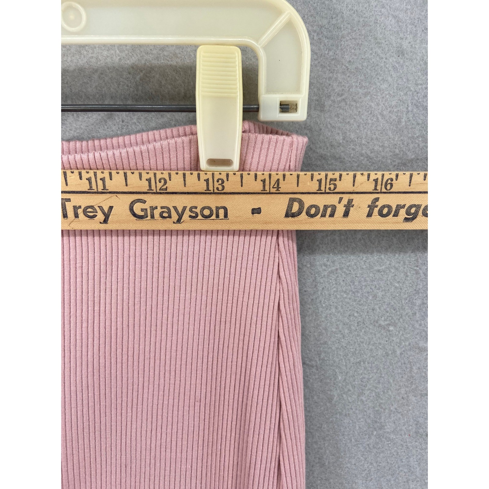 Lulus Skirt Sz XL Ribbed High Waist Midi Skirt Rose Pink Stretch High Slit