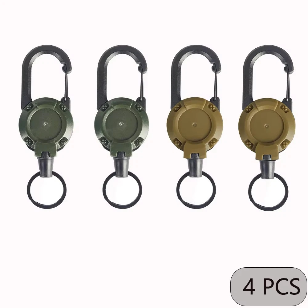 1/2/4Pcs Retractable Heavy Duty Carabiner Reel Keychain Steel Wire Badge Holder