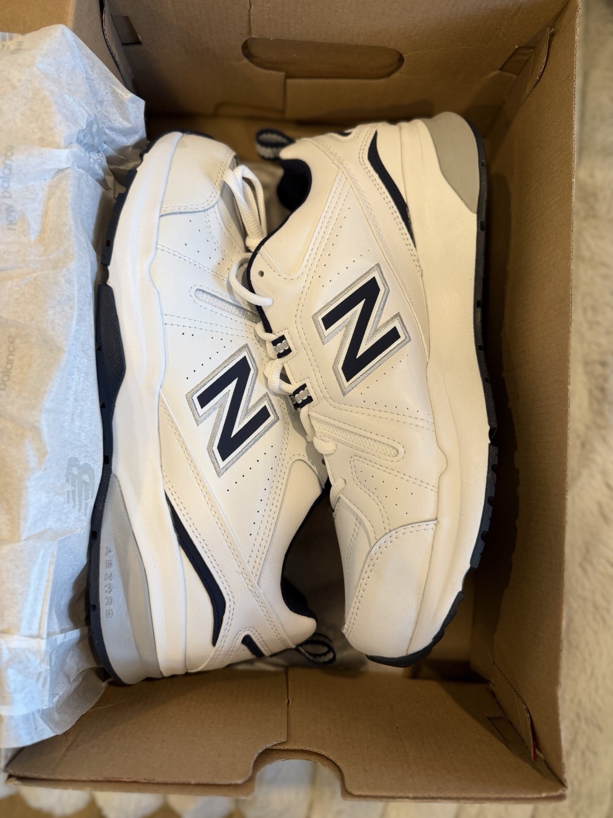 New Balance 608v5 Men’s Leather Training Sneakers White/Navy Low Top D