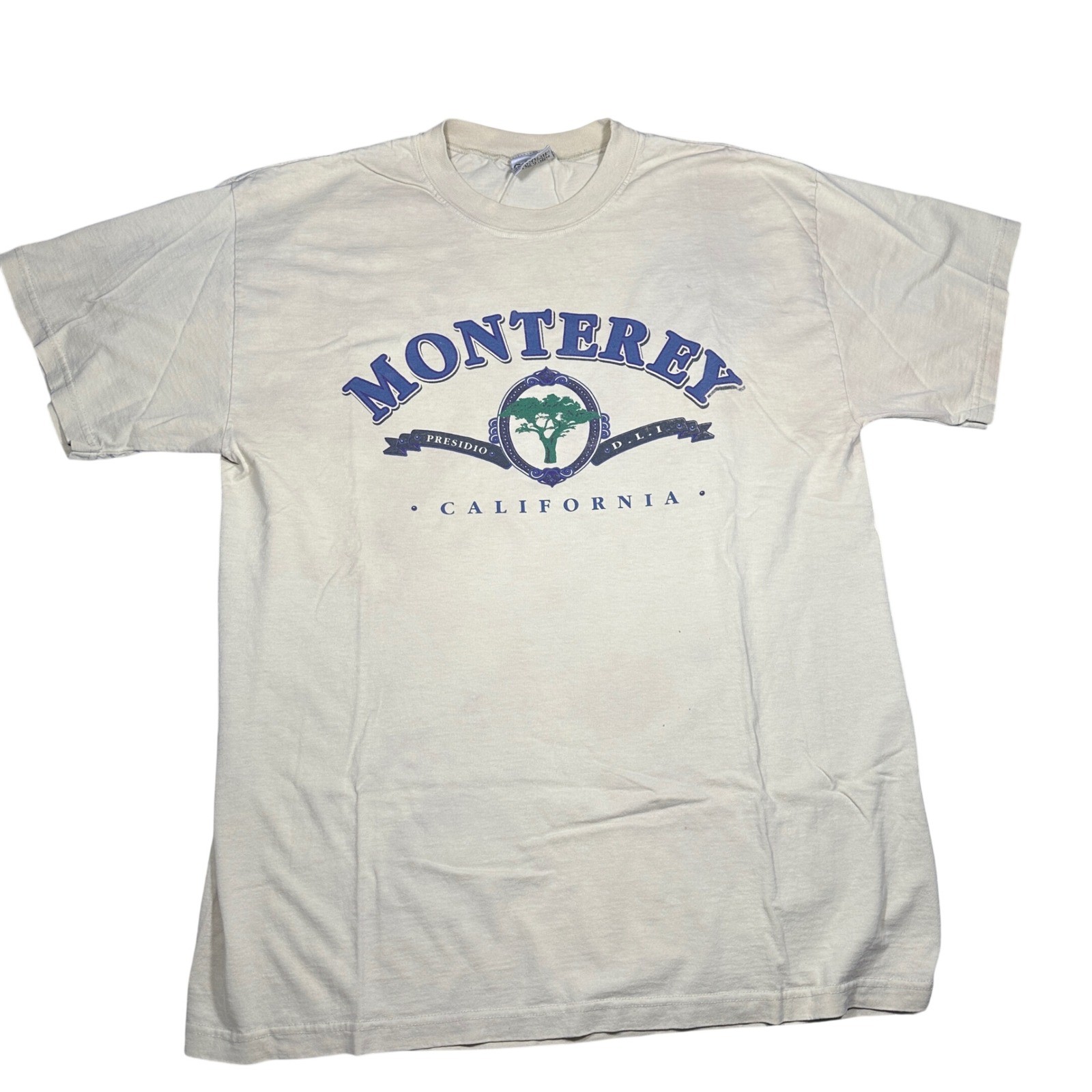 Vintage Gear For Sports Monterey California T-Shirt Mens Medium Cream 90s USA