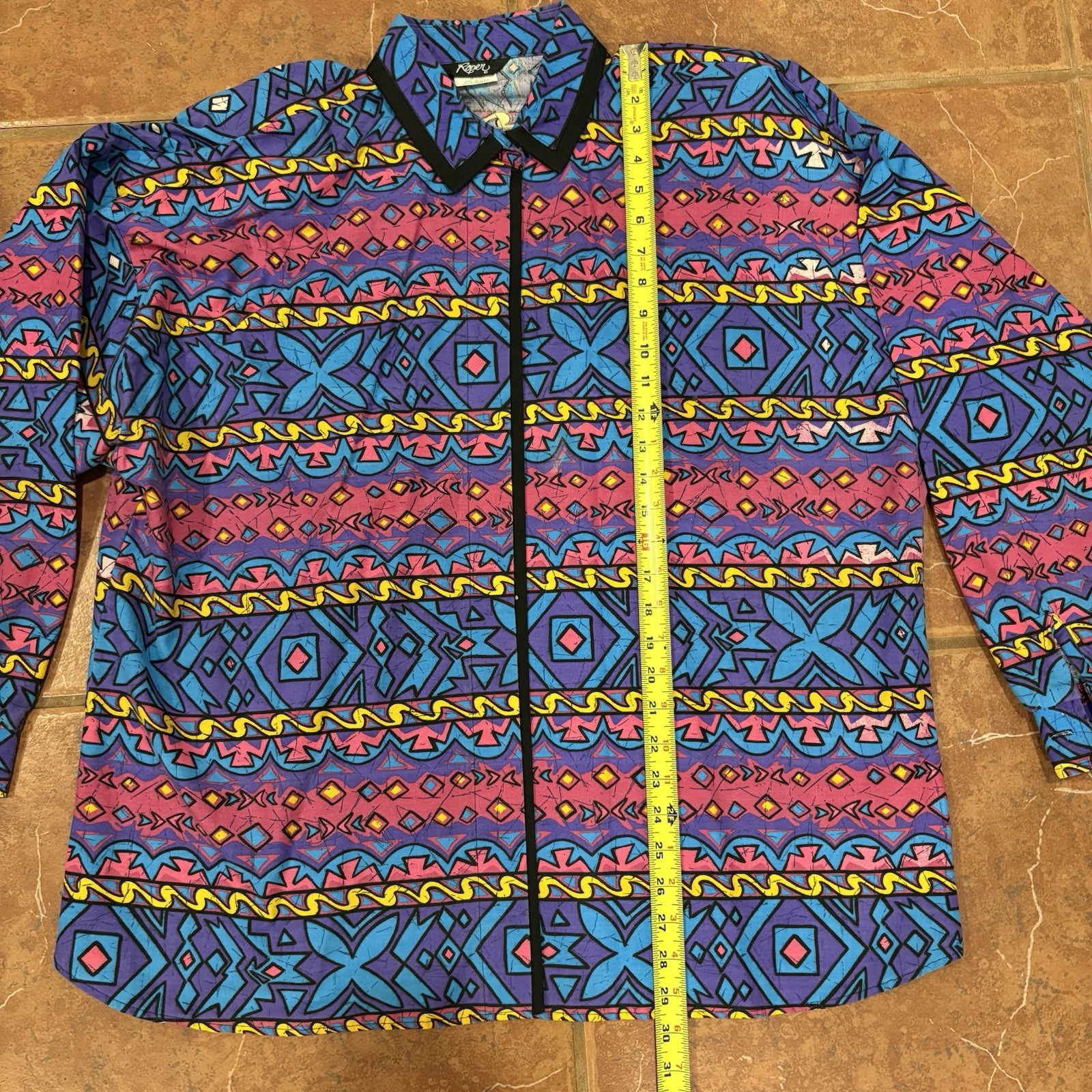 Roper Vintage Western Rodeo Shirt Blue Retro 90s Cowboy USA Womens Padded XL