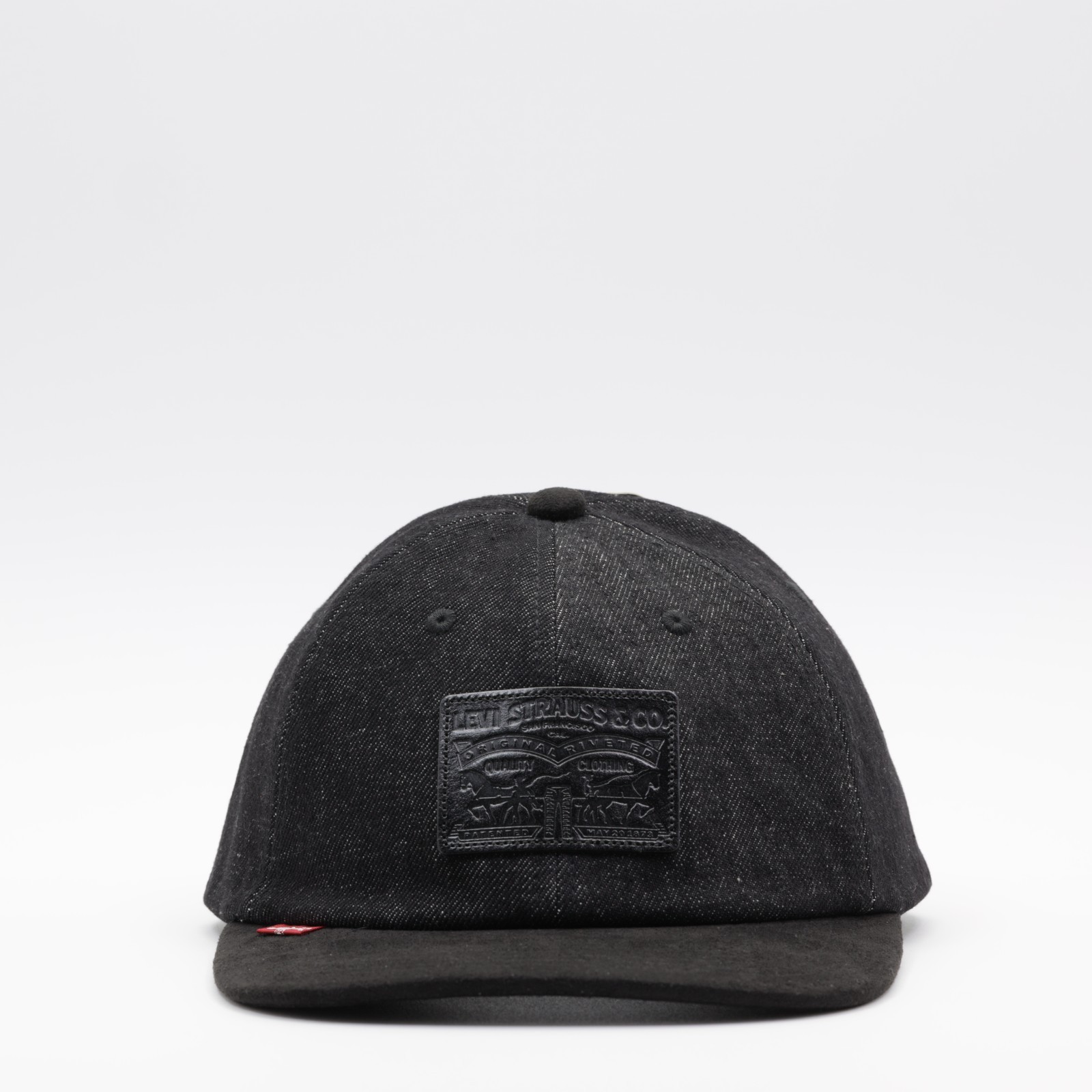 Levi’s Men’s Relaxed Adjustable Fit Leather Patch Denim Dad Cap Black One Size