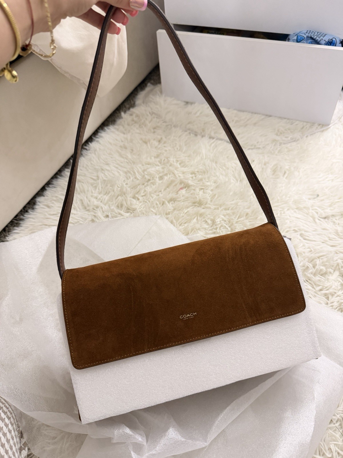 Coach Suede Chelsea Shoulder Bag 30 CDS59 B4WBR_NWT_Expedited