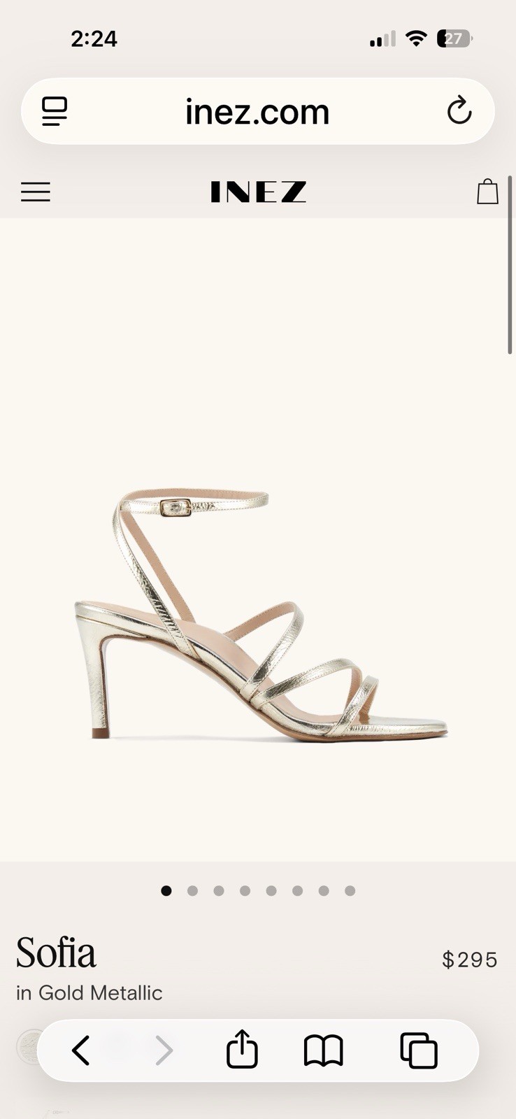 INEZ Gold Metallic Strappy Ankle Strap Buckle Open Toe Stiletto Heel 8W