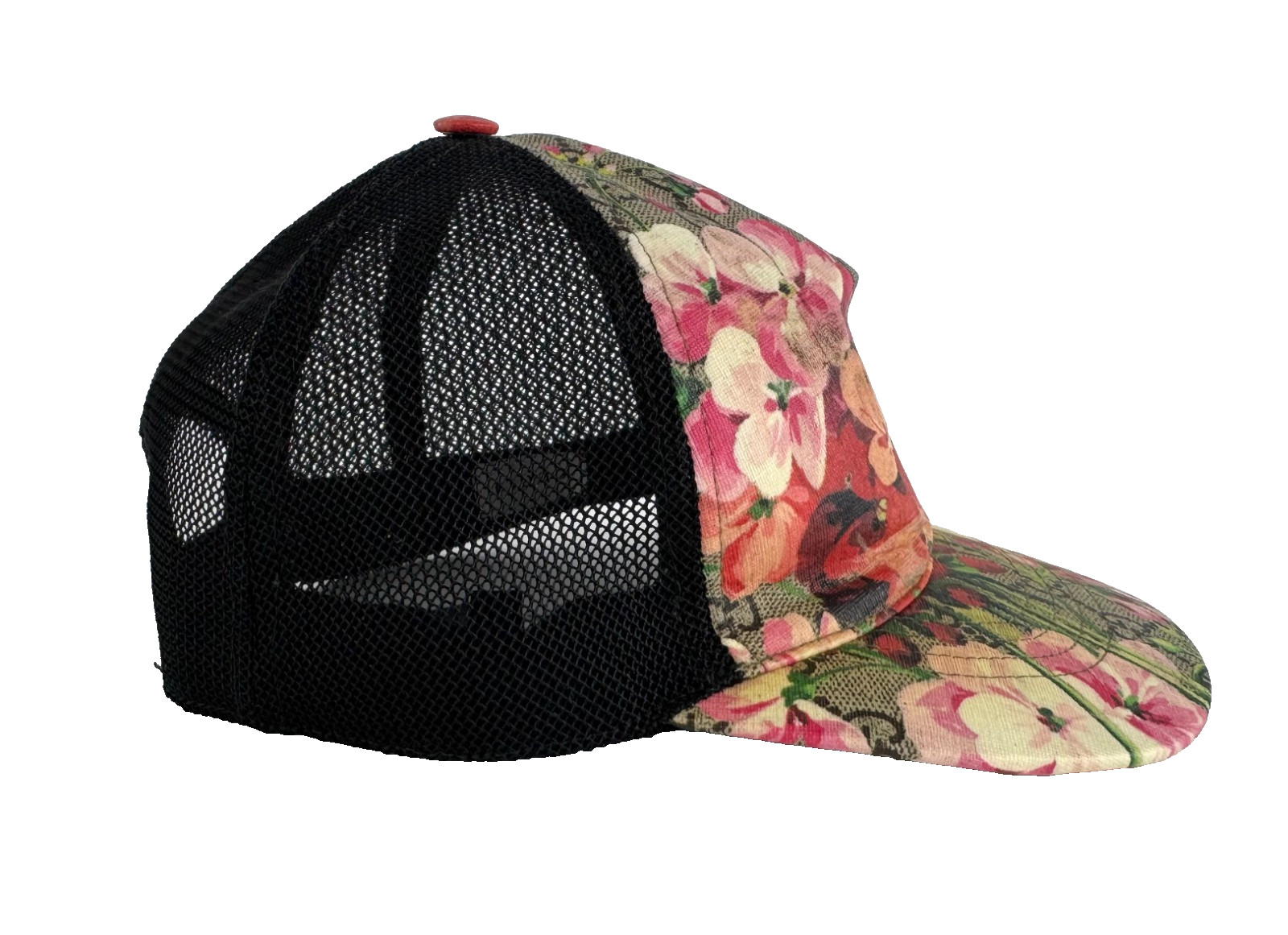 Gucci Auth Pink Blooms Sz 57 S Small GG Supreme Monogram Trucker Hat Cap