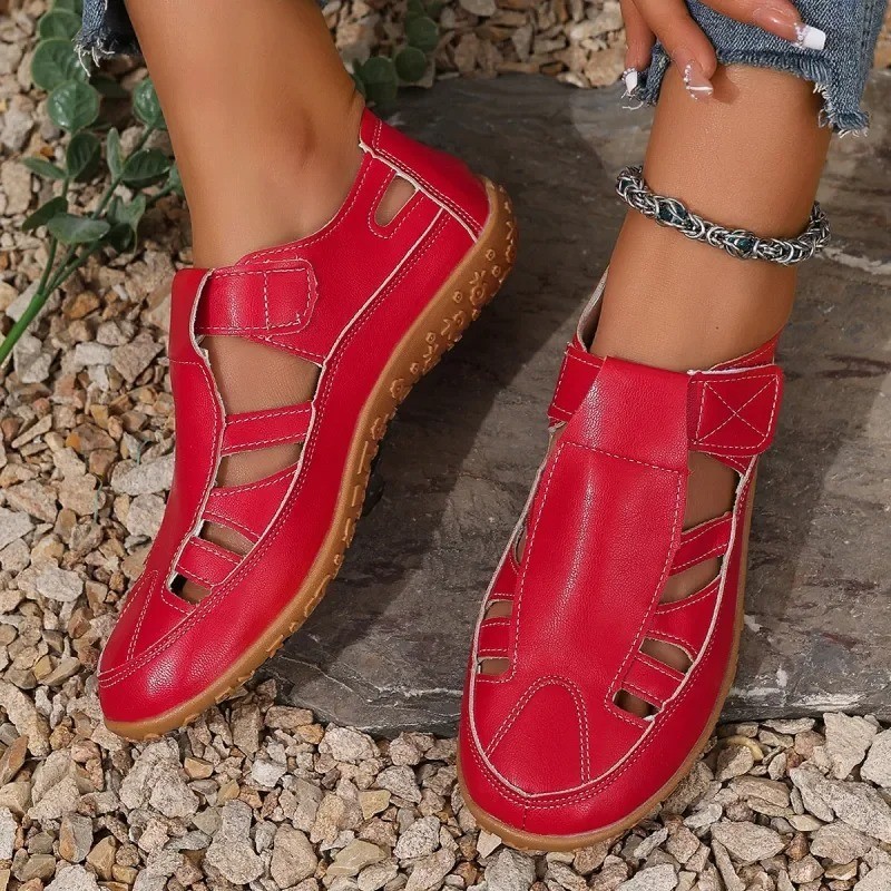 Women Closed Toe Fisherman Sandals Hollow Out Flat Summer Walking Shoes Casual