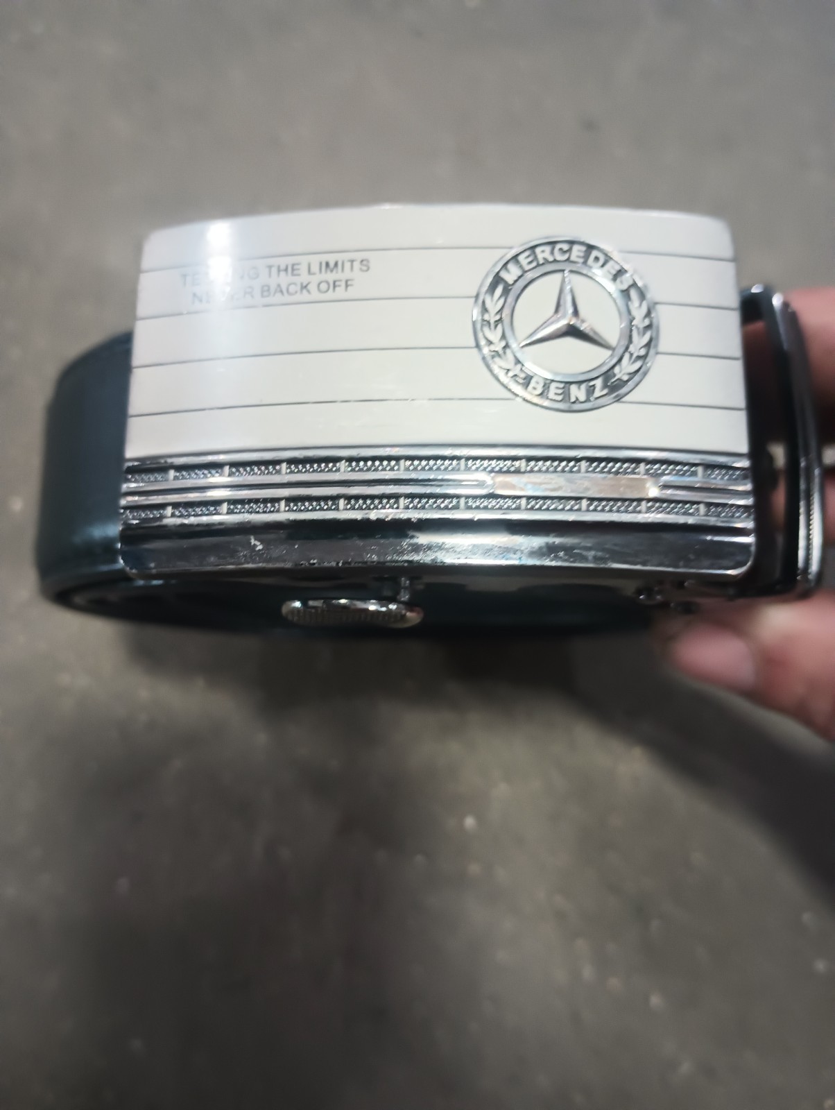 Exceedingly Rare Mercedes Benz BELT BUCKLE Testing The Limits Never Back Off