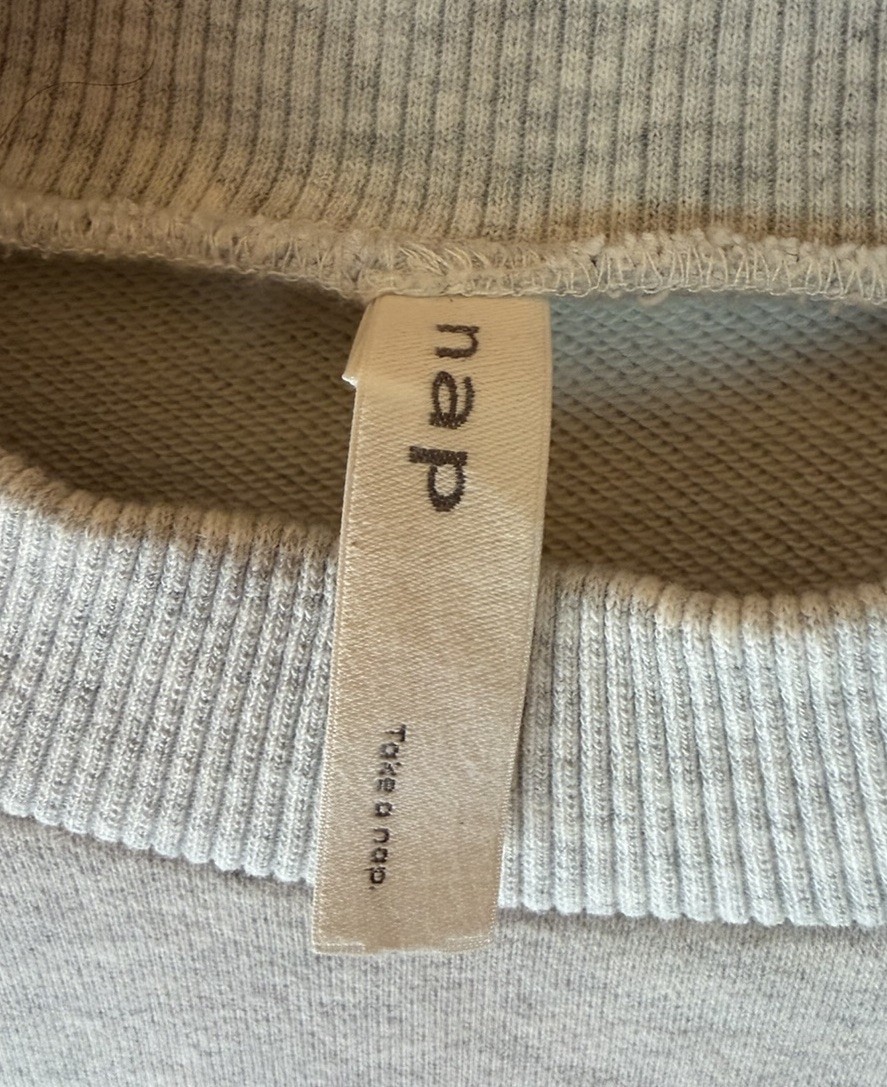 Nap Loungewear Gray Drawstring Hem Cotton Pullover Sweatshirt Cozy Hi Low Sz Lg