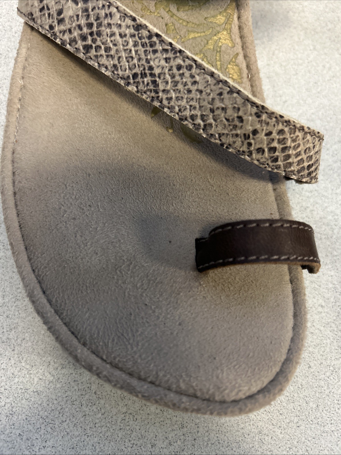 Aetrex Georgia Leather Wedge Toe Loop Sandals Size 6.5 Slingback Brown Multicolo
