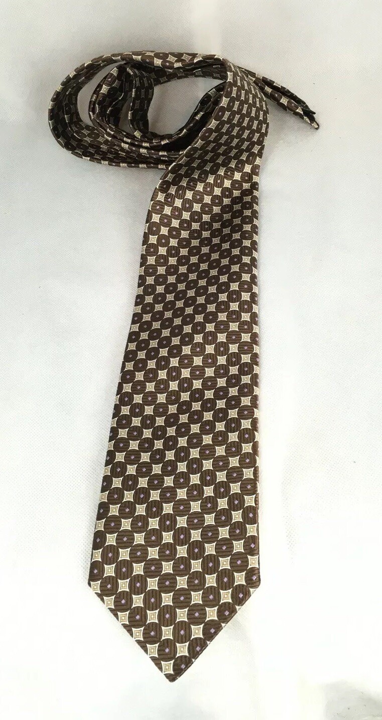 Robert Talbott Caramel Best Of Class Brown Circular Geometric Tie 100% Silk