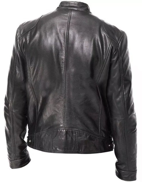 Men’s Handmade Cafe Racer Biker Genuine Sheepskin Leather Motercycle Jacket