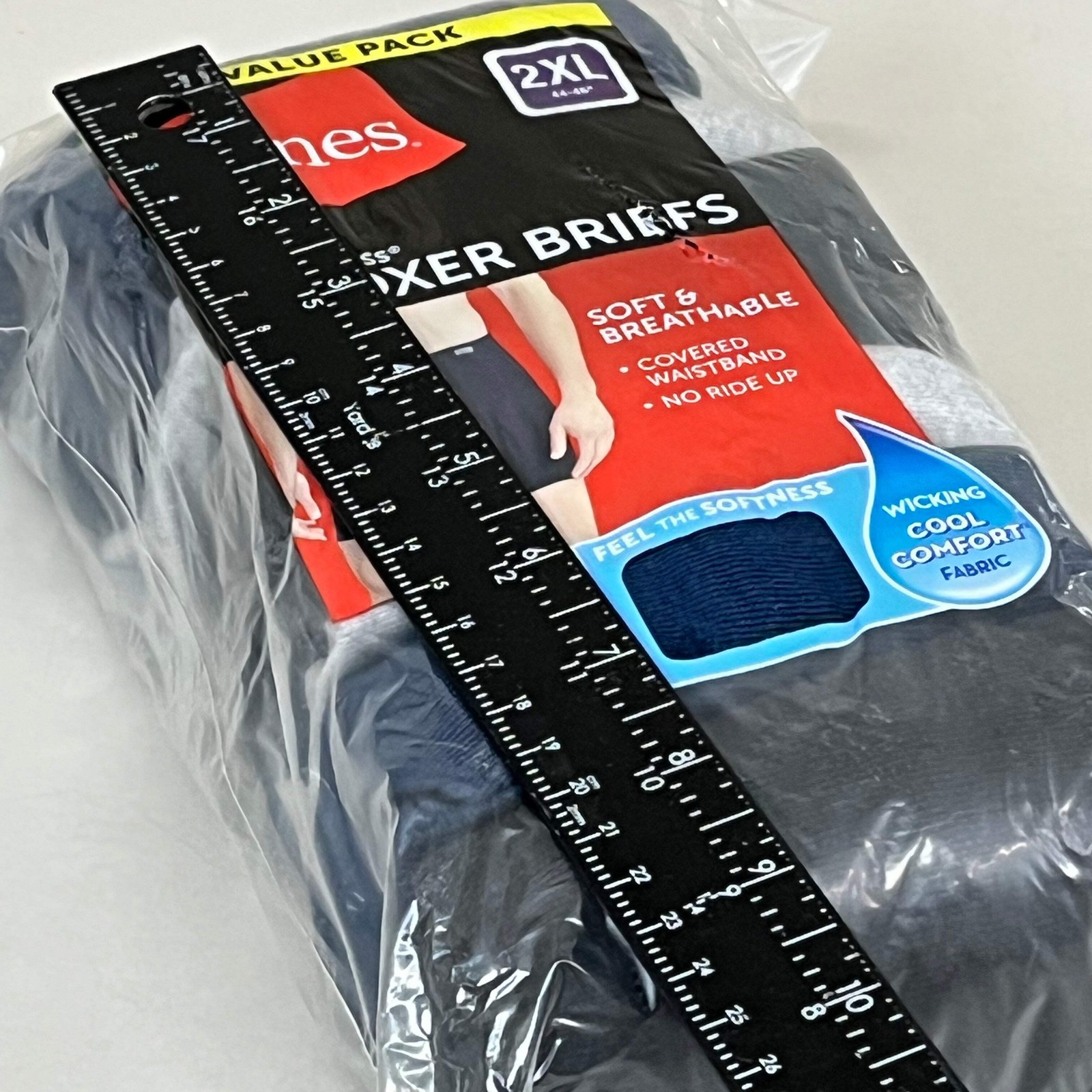 HANES (6 PACK!) Men’s Boxer Briefs Sz 2XL 44-46″ Black/Blue/Grey 7460P6