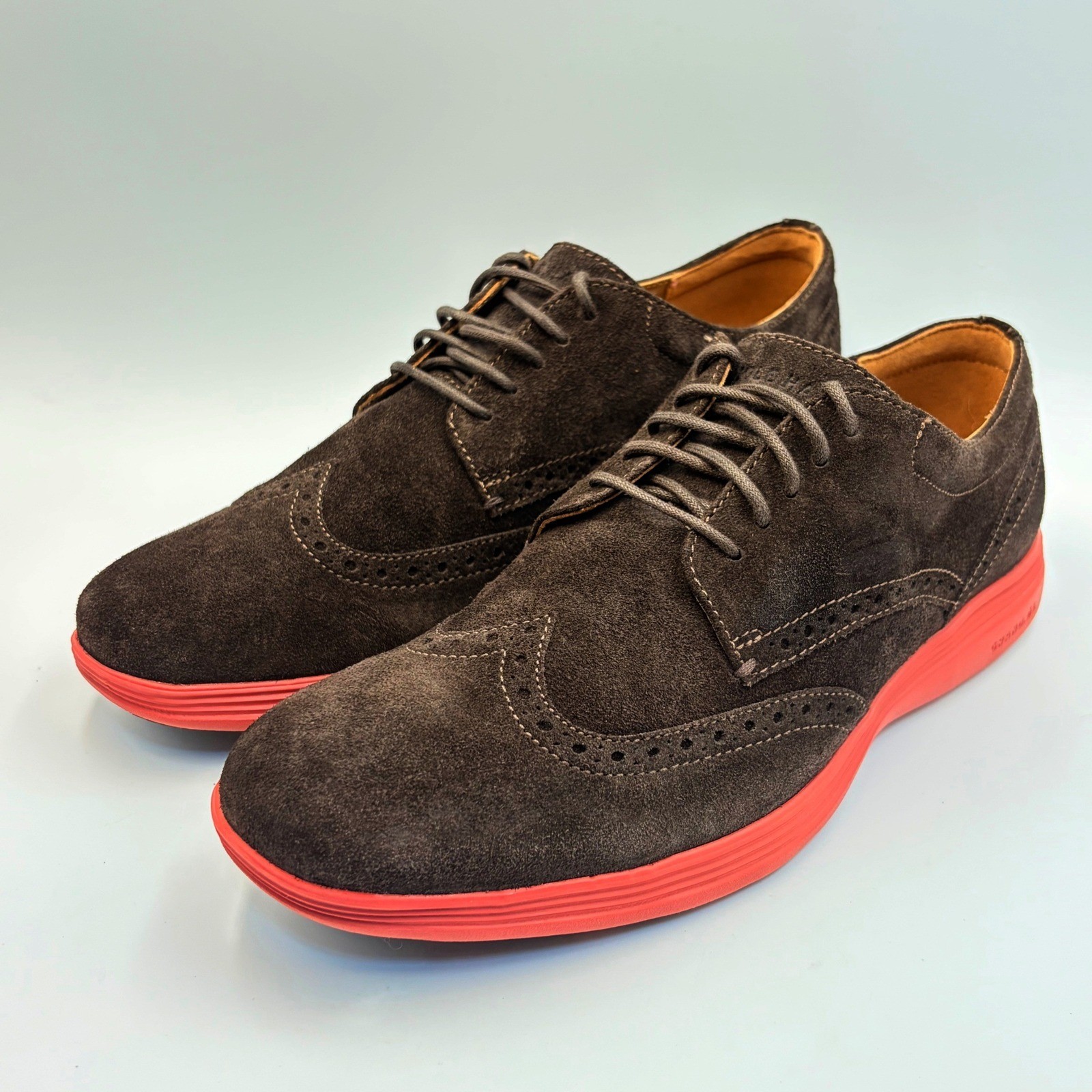 Cole Haan Grand OS Mens 10M Brown Suede Wingtip Oxford C26565 Preppy Dress Shoes