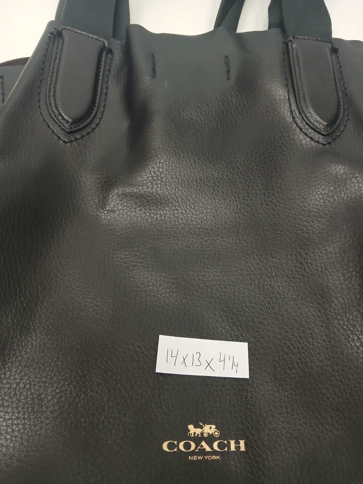 Coach Derby Saddle Black Pebbled Soft Leather Tote Shoulder Bag Snap F59818