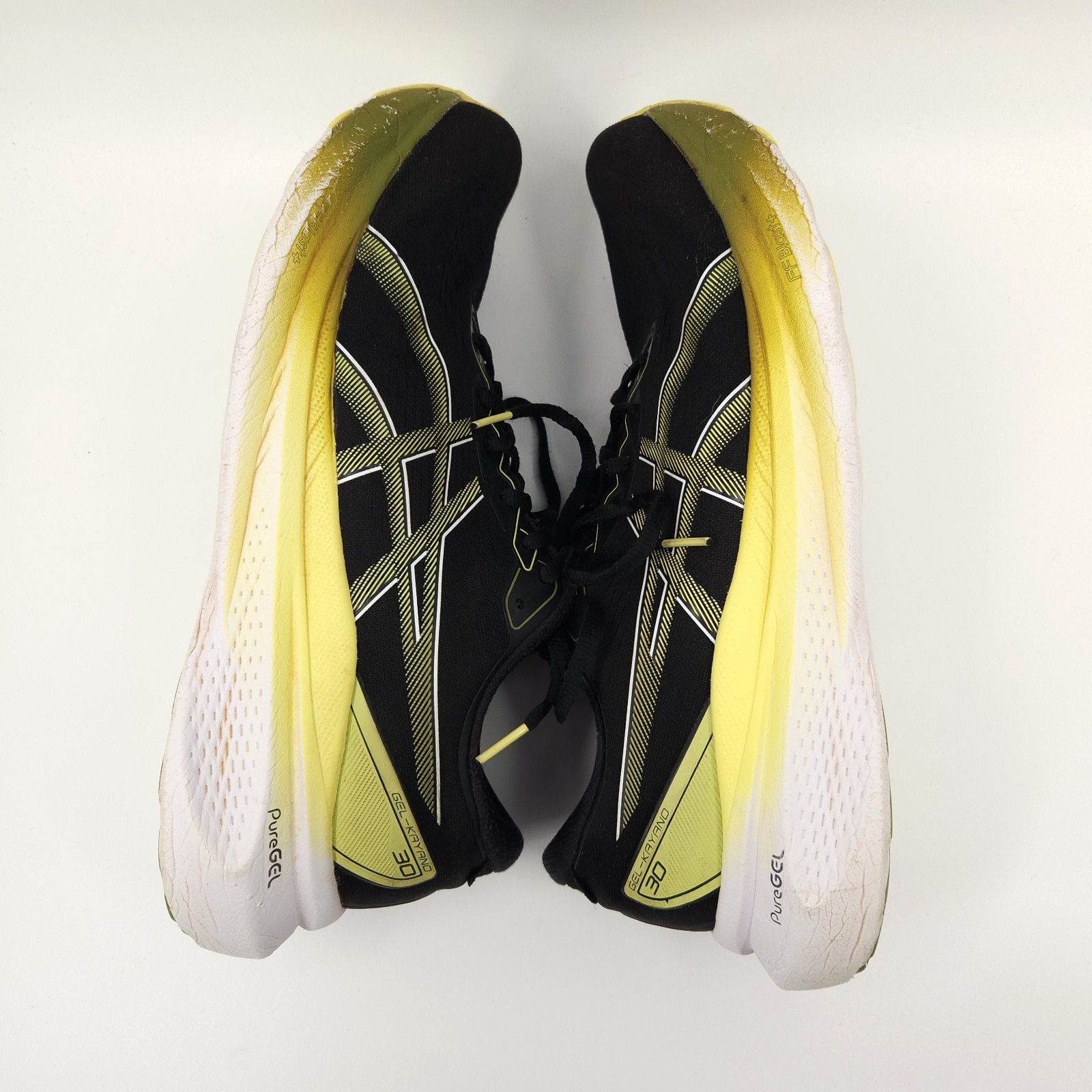 Asics Gel-Kayano 30 Shoes Mens Size 11.5 Wide Black Running Athletic Glow Yellow