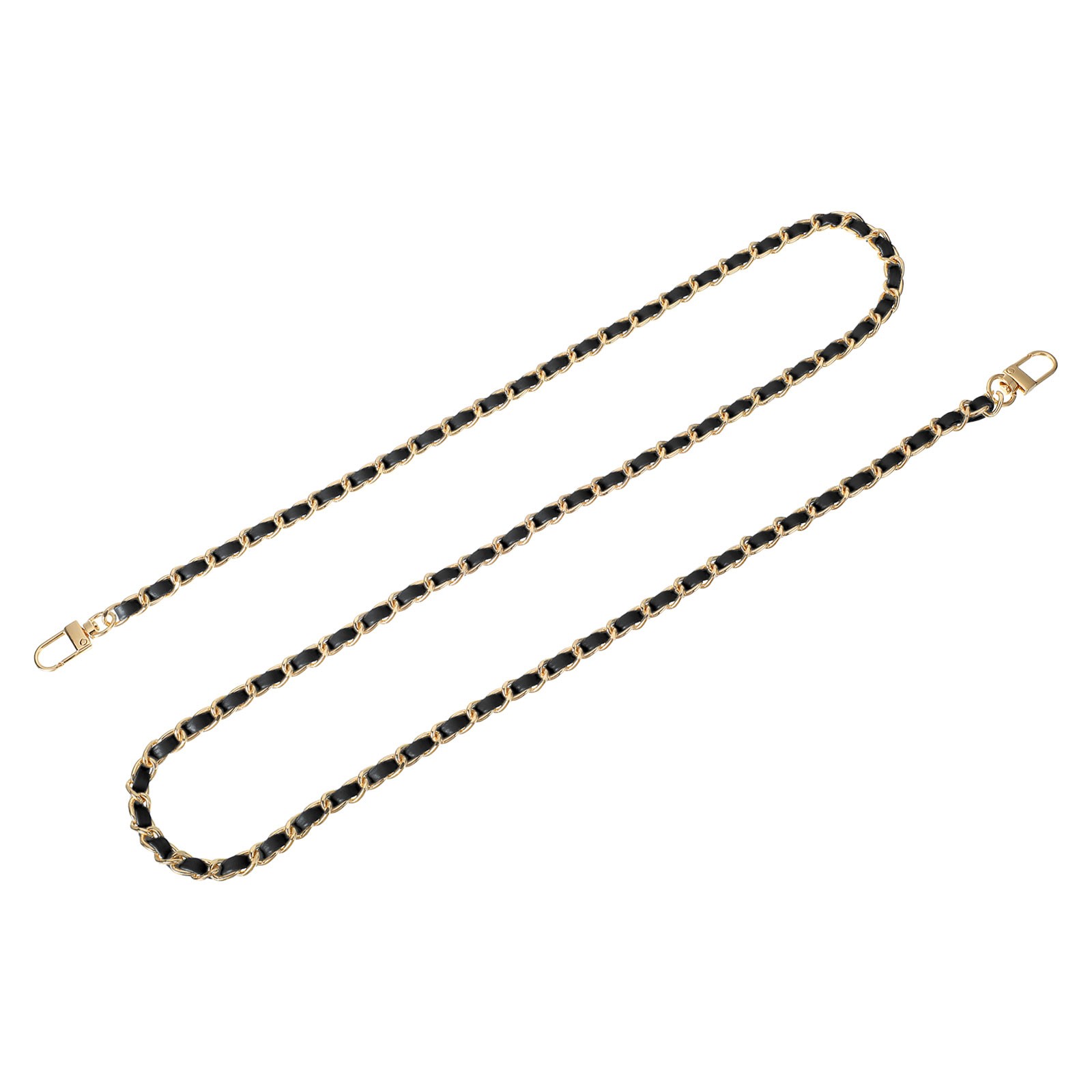 47″ Purse Chain Strap with Buckles for Shoulder and Cross Body (Black + Gold)