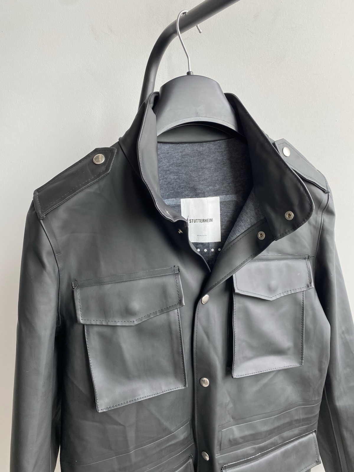 STUTTERHEIM Stockholm Men’s M-65 Rain Coat Black Jacket Size M