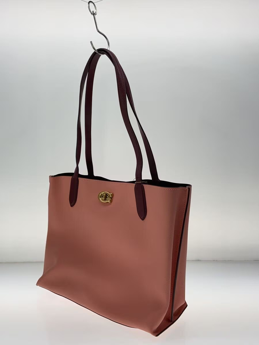 COACH Willow Tote Color Block with Signature Canvas Interior PNK Solid