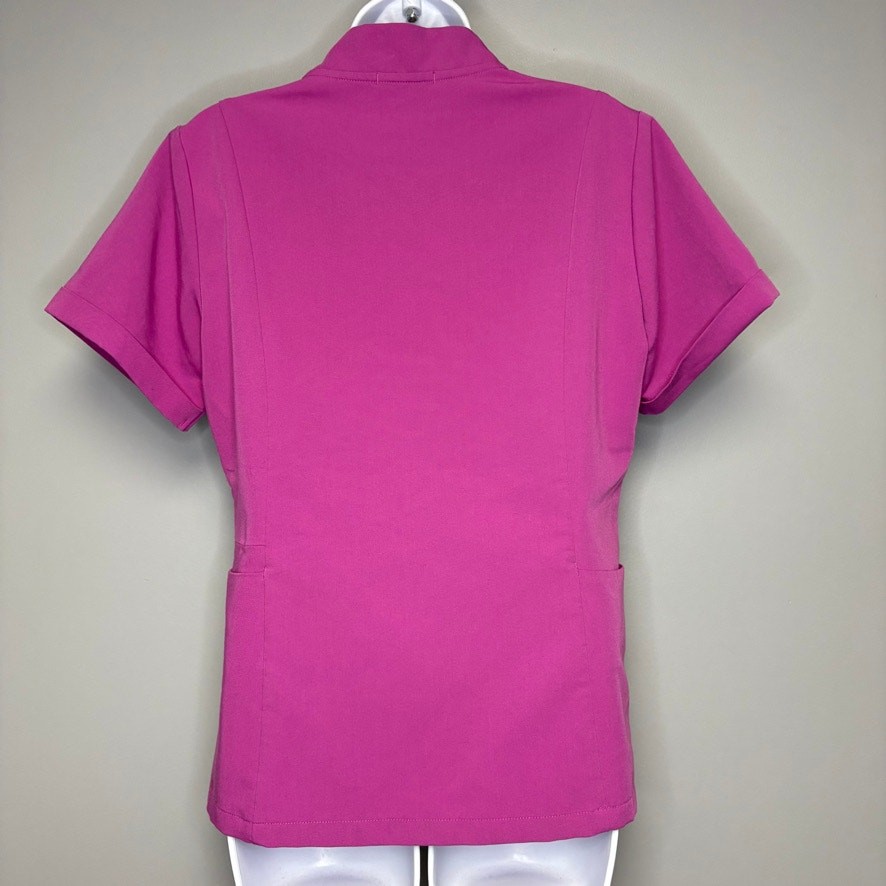 FIGS Rafaela Oversized Pocketed Stretch Scrub Top Pink Magenta Womens Sz M