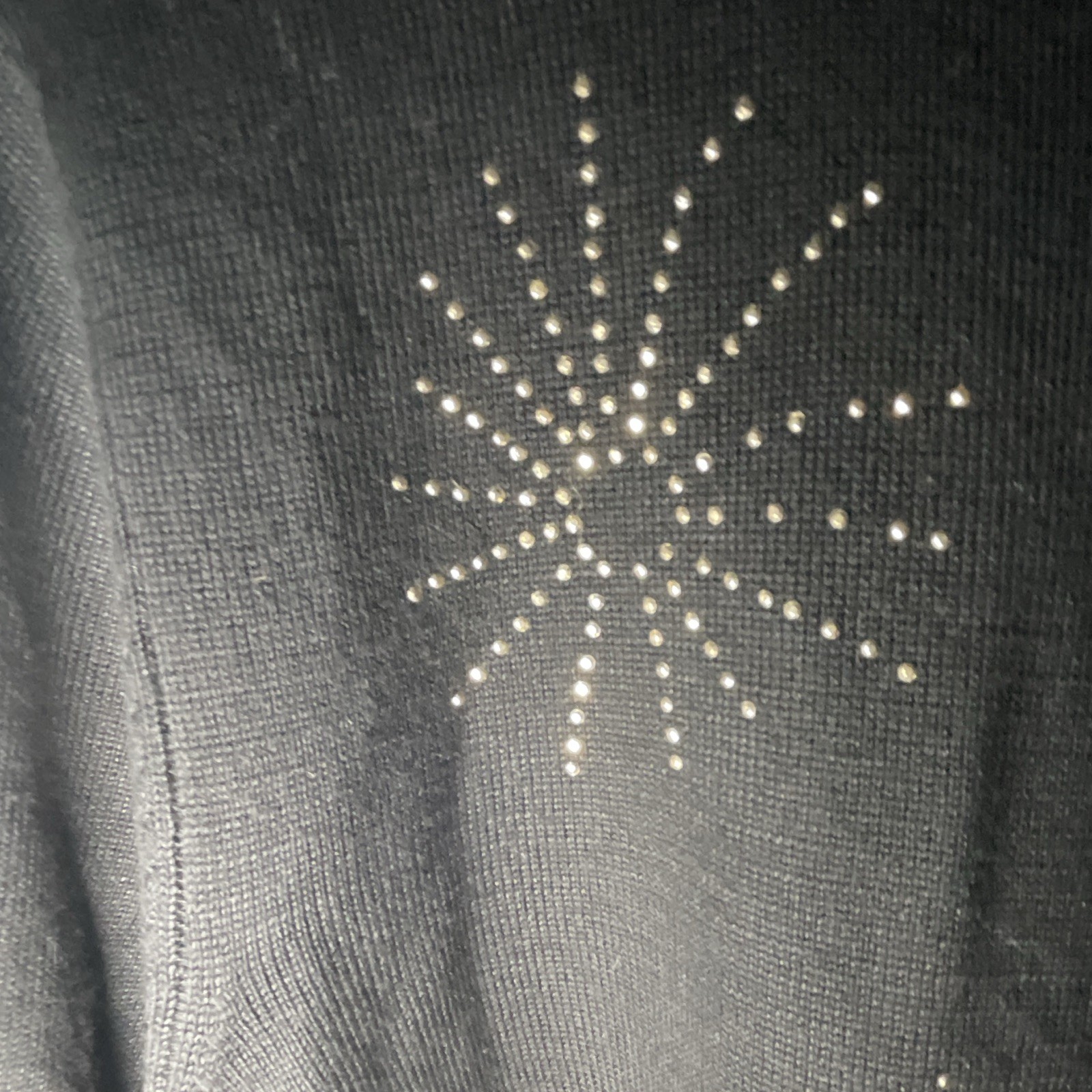 Black Knit Button-Front Rhinestone Starburst Cardigan Sweater Juniors 2XS