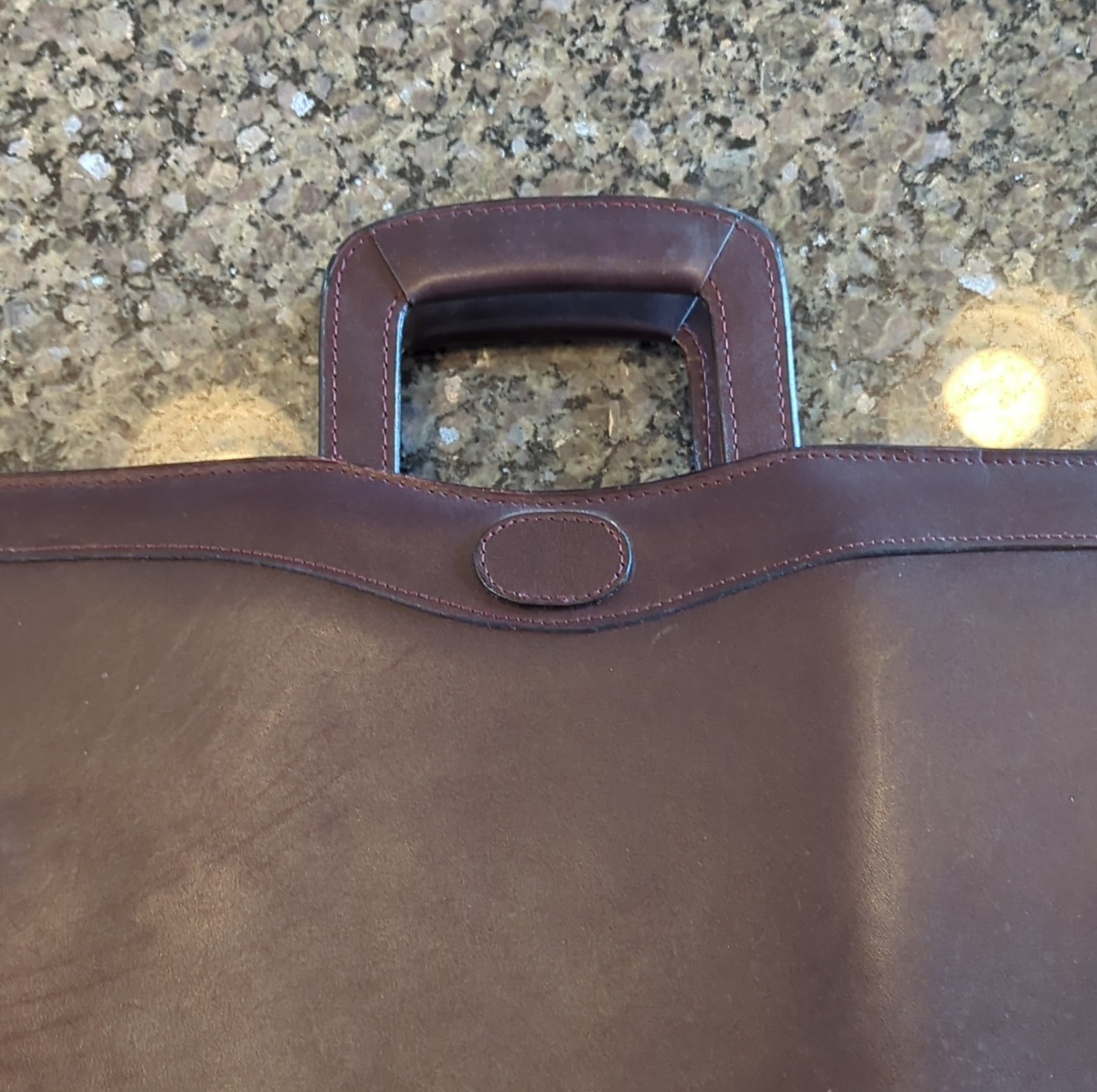 Brown Men’s Briefcase Zip Push Lock Top Handle Detachable Strap